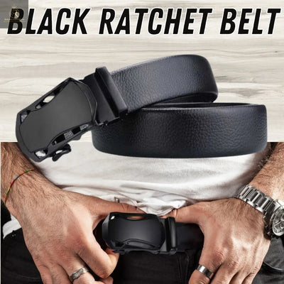 Microfiber Leather Ratchet Belt Adjustable Automatic Buckle Black Belts For Men - RAGIMA Emporium