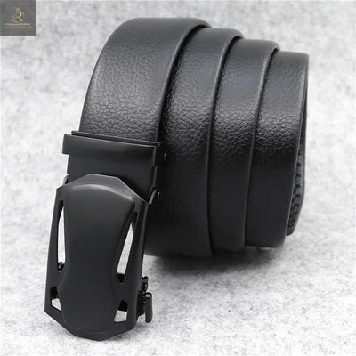 Microfiber Leather Ratchet Belt Adjustable Automatic Buckle Black Belts For Men - RAGIMA Emporium