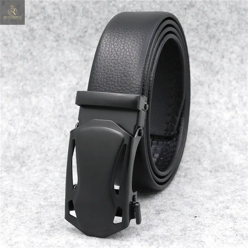 Microfiber Leather Ratchet Belt Adjustable Automatic Buckle Black Belts For Men - RAGIMA Emporium