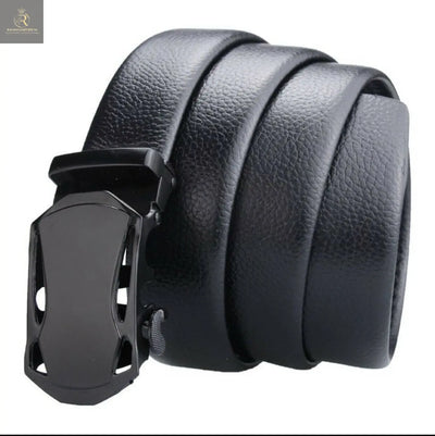 Microfiber Leather Ratchet Belt Adjustable Automatic Buckle Black Belts For Men - RAGIMA Emporium