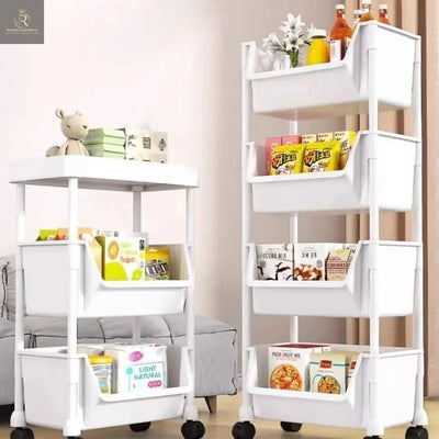 Mobile Storage Rack Trolley Multi-layer Kitchen Trolley Thicken Metal Cart Snacks Storage Rack with Wheels - RAGIMA Emporium