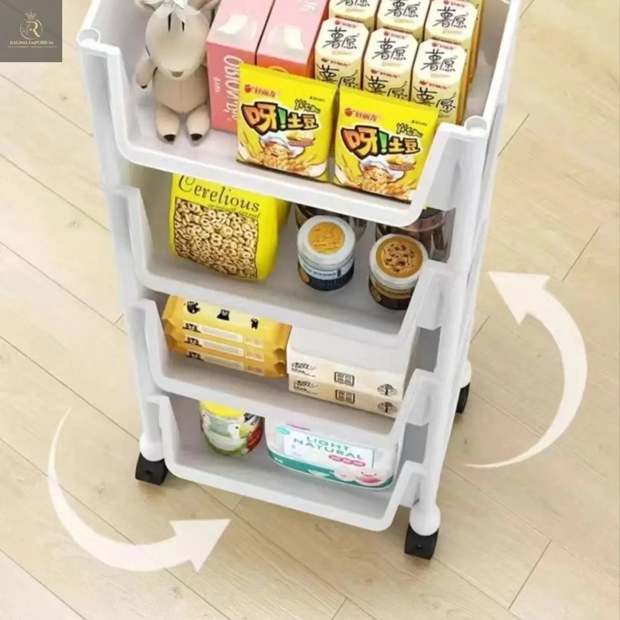 Mobile Storage Rack Trolley Multi-layer Kitchen Trolley Thicken Metal Cart Snacks Storage Rack with Wheels - RAGIMA Emporium