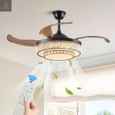 Modern LED Retractable Ceiling Fan With Light And Remote Control - RAGIMA Emporium