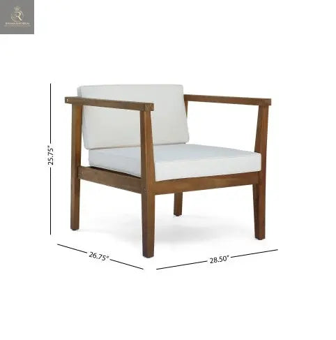 Outdoor 4-Seater Acacia Wood Chat Set With Coffee Table With Cushions, Teak And Beige - RAGIMA Emporium