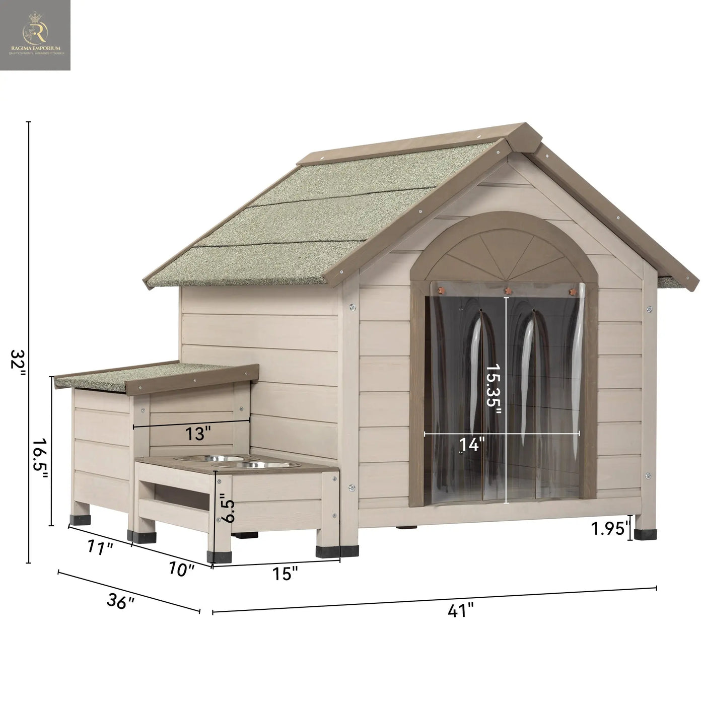 Outdoor fir wood dog house with an open roof ideal for small to medium - RAGIMA Emporium