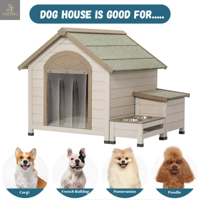 Outdoor fir wood dog house with an open roof ideal for small to medium - RAGIMA Emporium