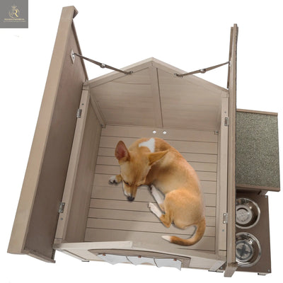 Outdoor fir wood dog house with an open roof ideal for small to medium - RAGIMA Emporium