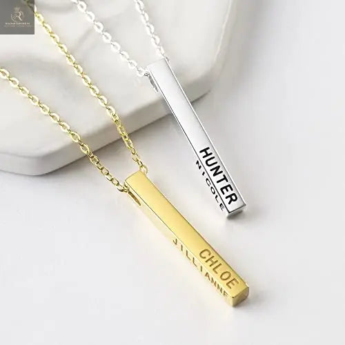 Personalized Mother Necklace, 4 Side Bar Necklace, Kids Names Necklace - RAGIMA Emporium