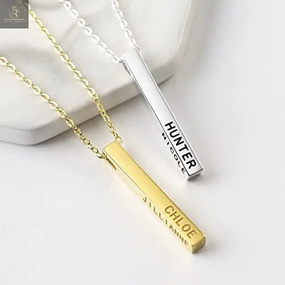 Personalized Mother Necklace, 4 Side Bar Necklace, Kids Names Necklace - RAGIMA Emporium