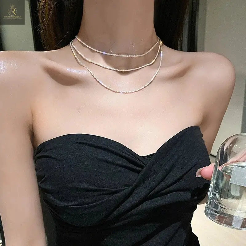 Popular Sparkling Necklace For Women Clavicle Chain Choker Fashion - RAGIMA Emporium