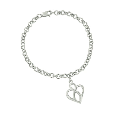 .925 Sterling Silver Open Heart with Center Vertical Infinity Chain Charm Bracelet - Size 7" - RAGIMA Emporium