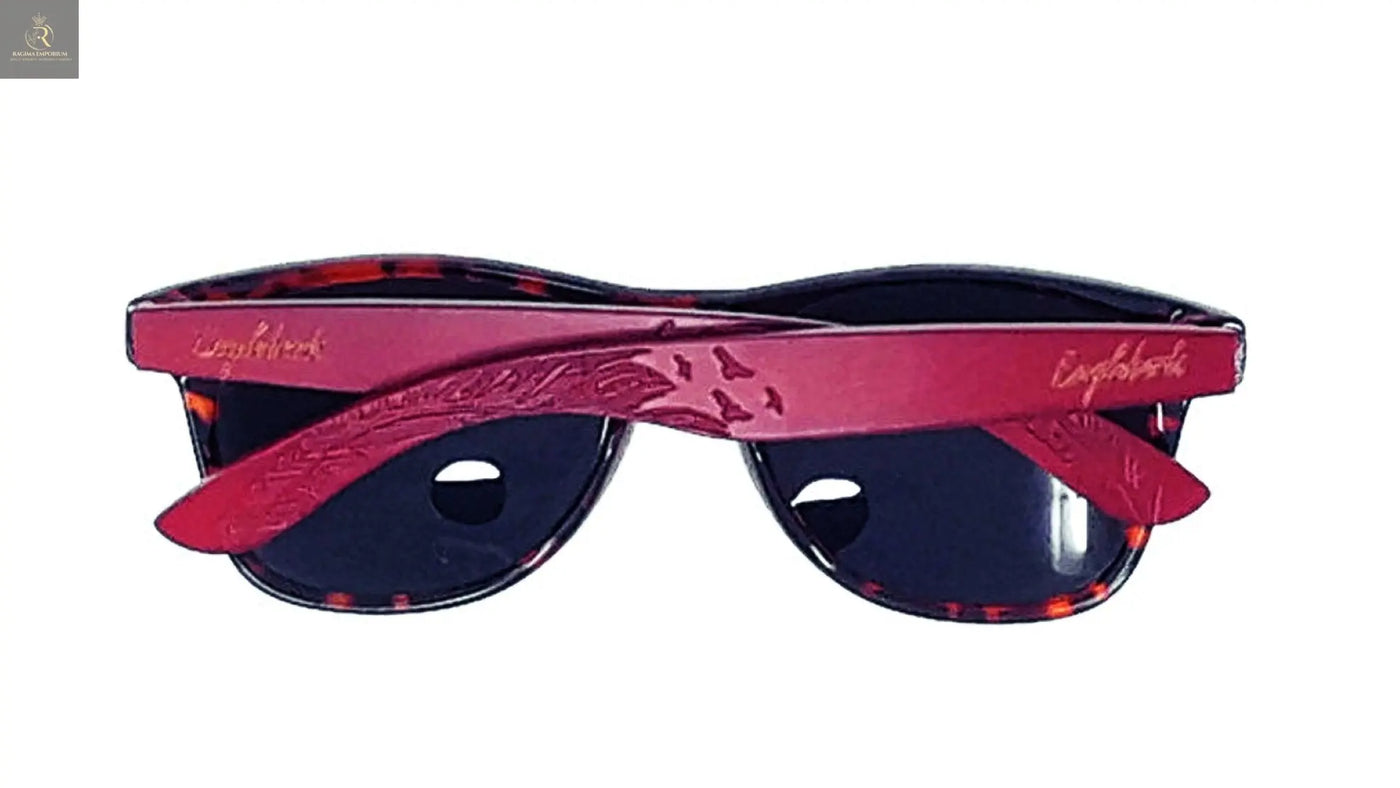 Red Bamboo Tortoise Framed Sunglasses With Wood Case, Artisan Engraved - RAGIMA Emporium