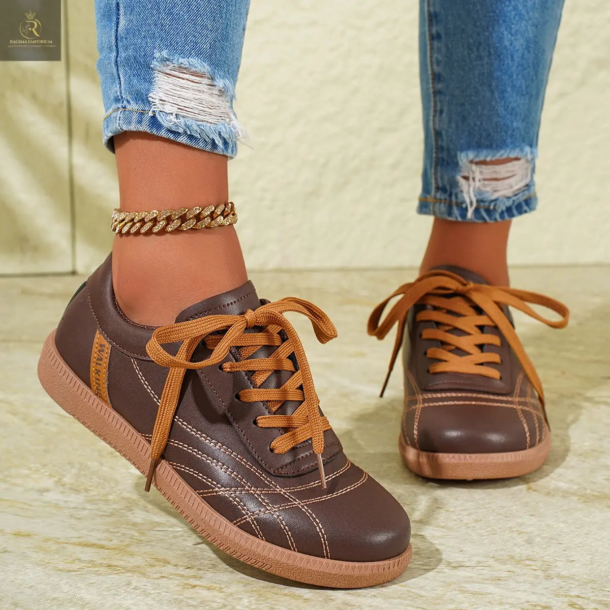 Retro Lace-Up Sneakers Fashion Casual Thick-soled Sports Shoes For Women Round Toe Slip On Casual Shoes - RAGIMA Emporium