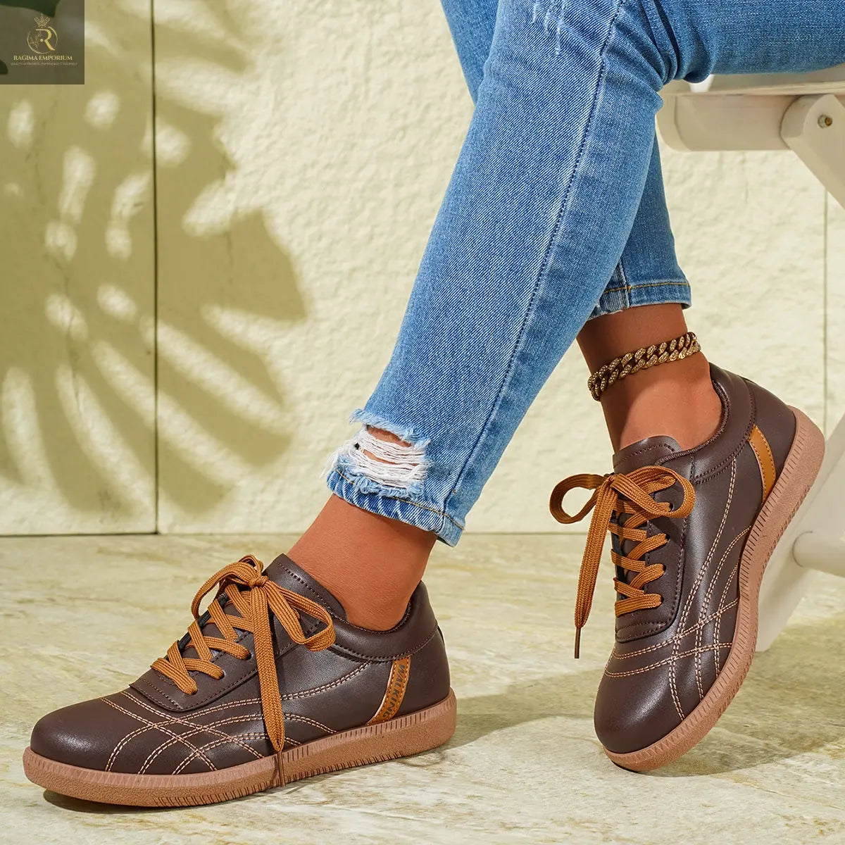 Retro Lace-Up Sneakers Fashion Casual Thick-soled Sports Shoes For Women Round Toe Slip On Casual Shoes - RAGIMA Emporium