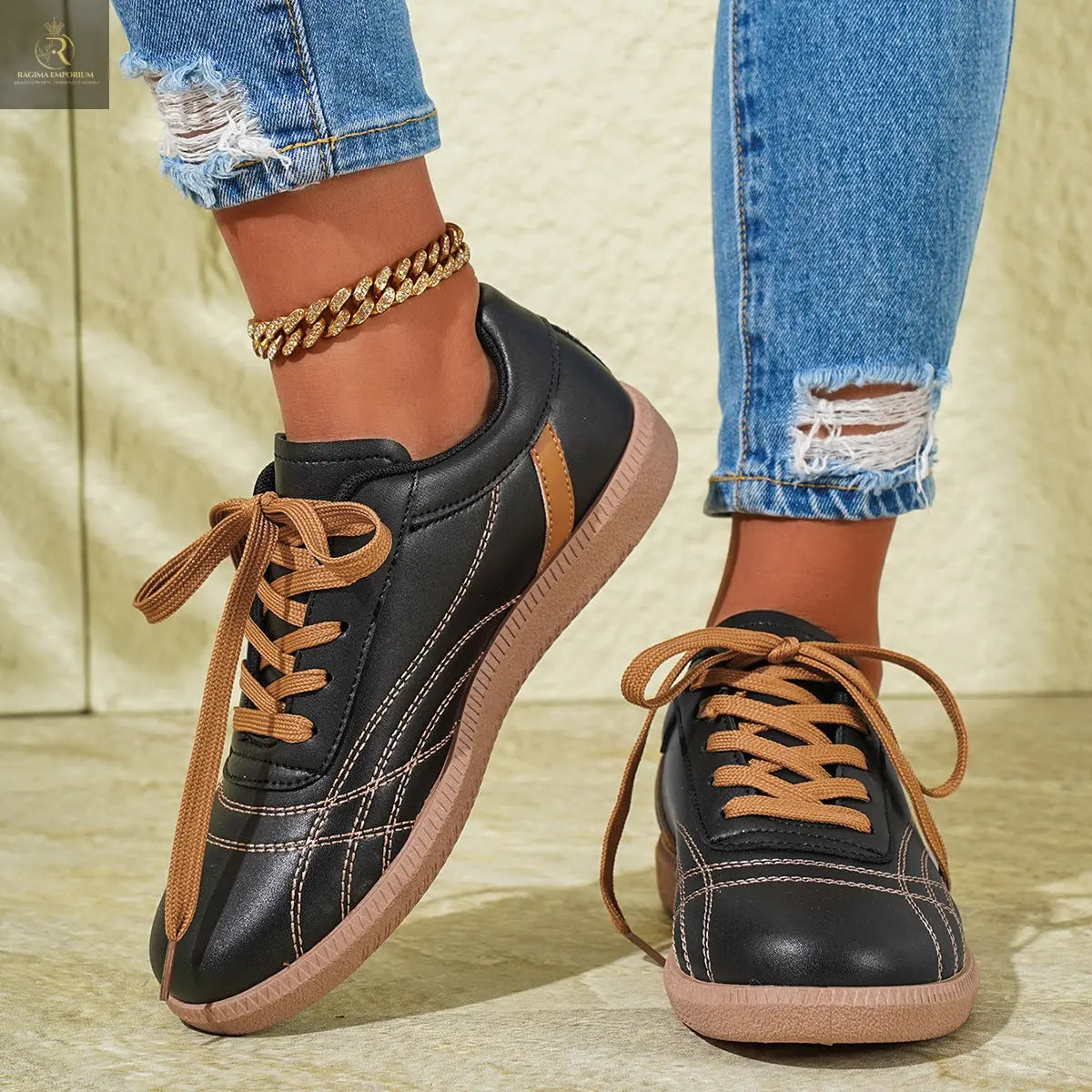 Retro Lace-Up Sneakers Fashion Casual Thick-soled Sports Shoes For Women Round Toe Slip On Casual Shoes - RAGIMA Emporium