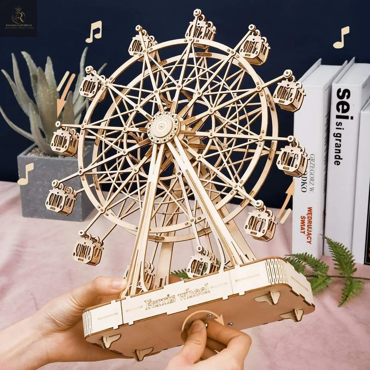 Robotime DIY Wooden Rotatable Ferris Wheel Model With Playing Music Toys For Children Birthday TGN01 - RAGIMA Emporium