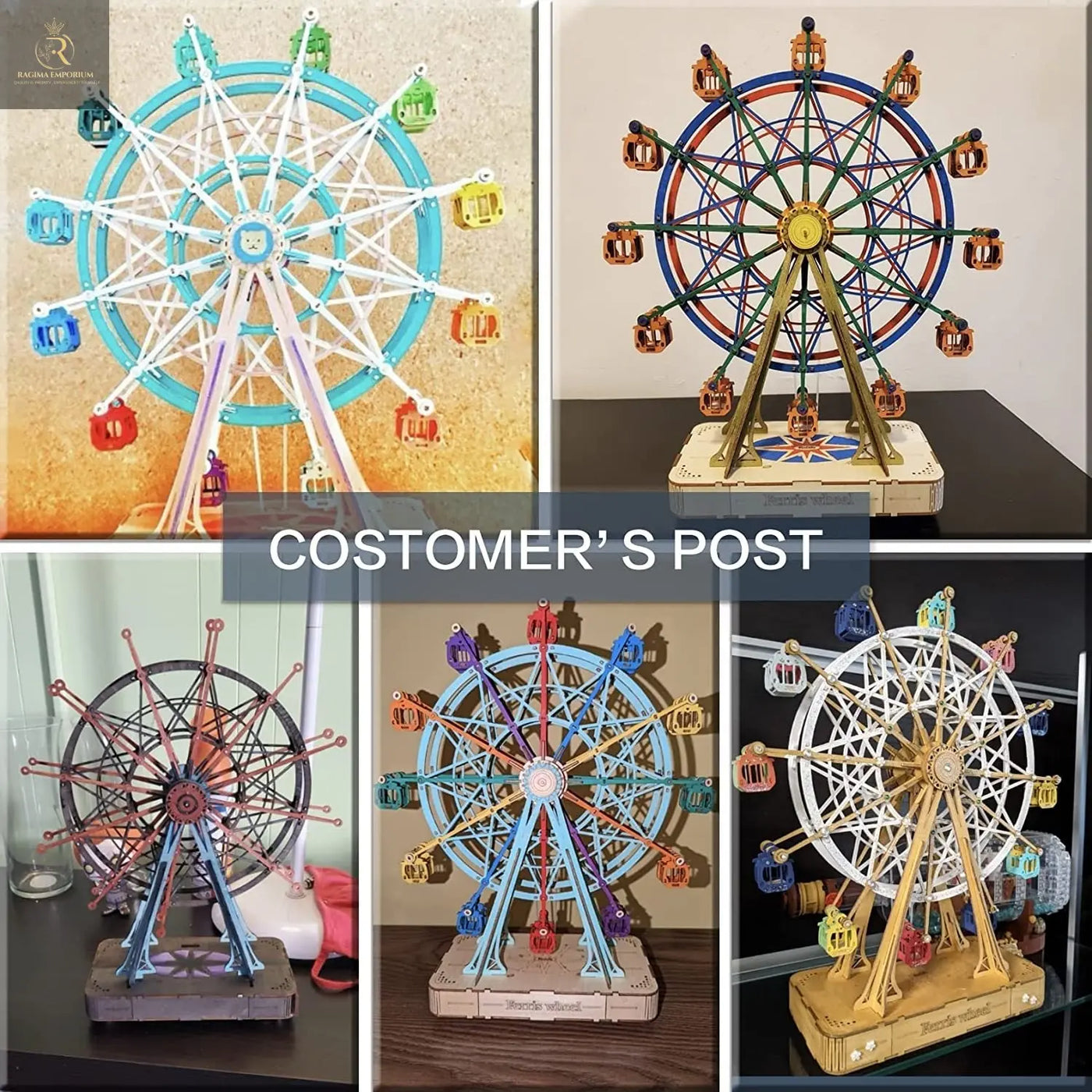 Robotime DIY Wooden Rotatable Ferris Wheel Model With Playing Music Toys For Children Birthday TGN01 - RAGIMA Emporium