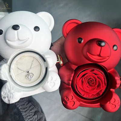 Rotating Bear Gift Box Rose Jewelry Box - RAGIMA Emporium