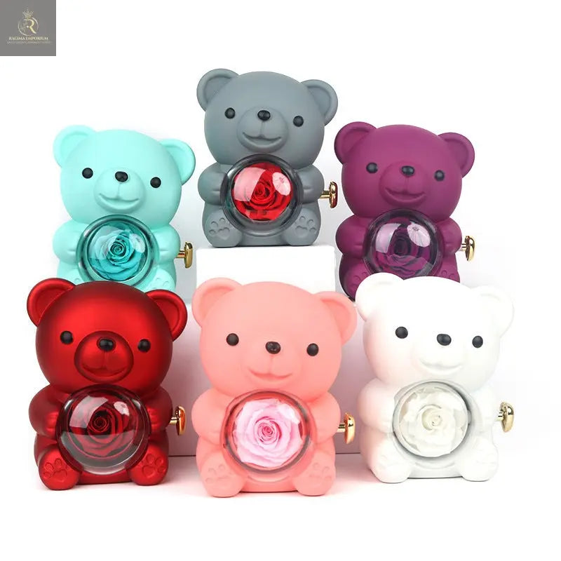 Rotating Bear Gift Box Rose Jewelry Box - RAGIMA Emporium