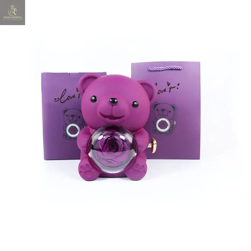 Rotating Bear Gift Box Rose Jewelry Box - RAGIMA Emporium