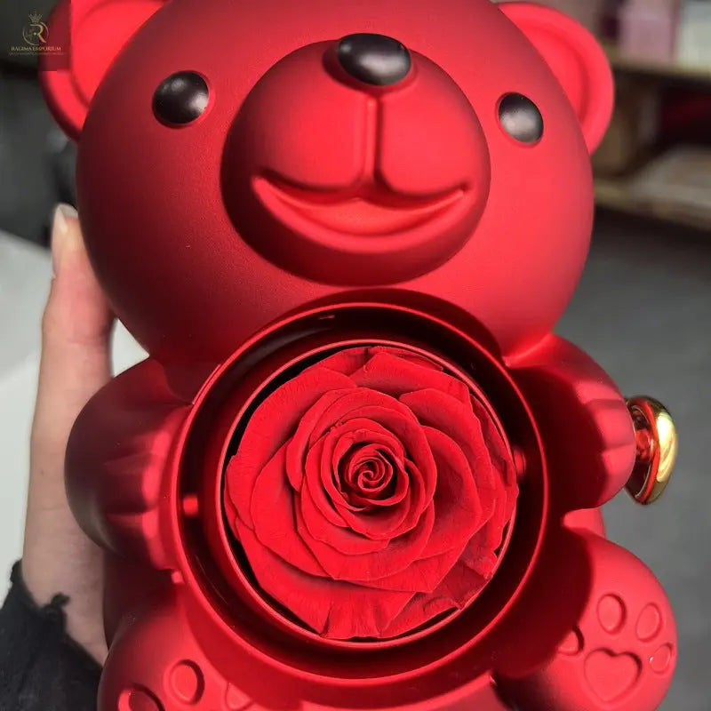 Rotating Bear Gift Box Rose Jewelry Box - RAGIMA Emporium