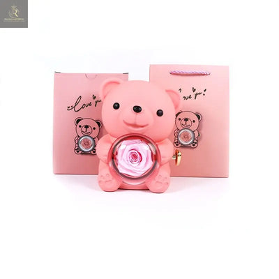 Rotating Bear Gift Box Rose Jewelry Box - RAGIMA Emporium