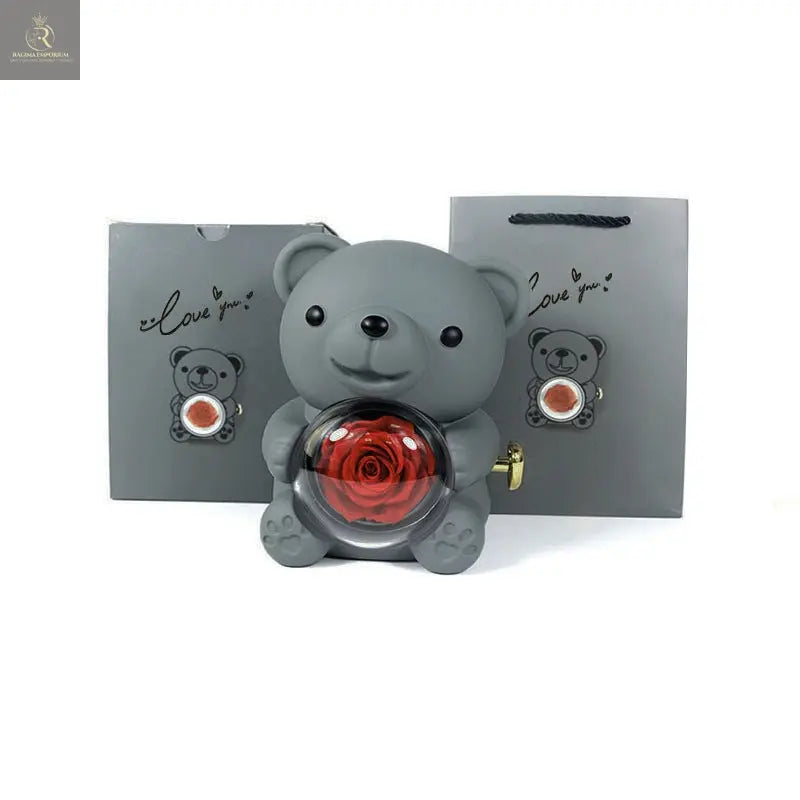 Rotating Bear Gift Box Rose Jewelry Box - RAGIMA Emporium