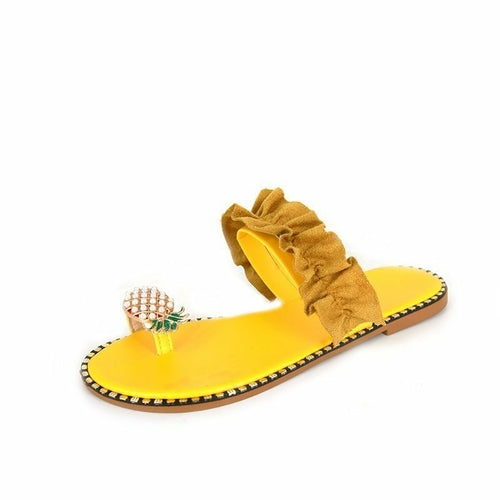 Pineapple Pearl Beach Slides Flat Toe Casual Womens Slippers - RAGIMA Emporium