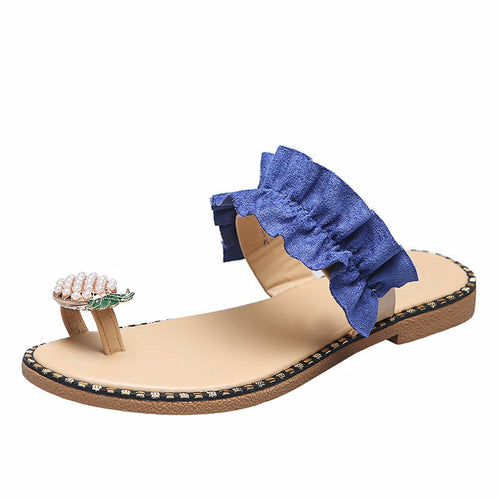 Pineapple Pearl Beach Slides Flat Toe Casual Womens Slippers - RAGIMA Emporium