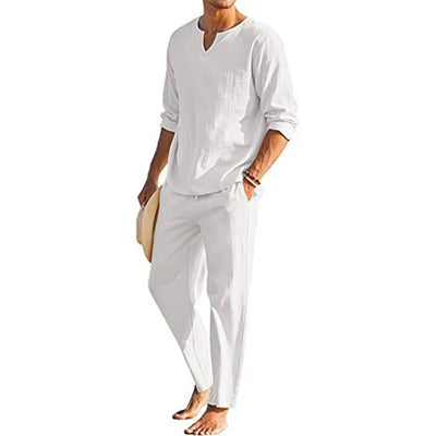 Casual Cotton Linen Two Piece Men Set - RAGIMA Emporium