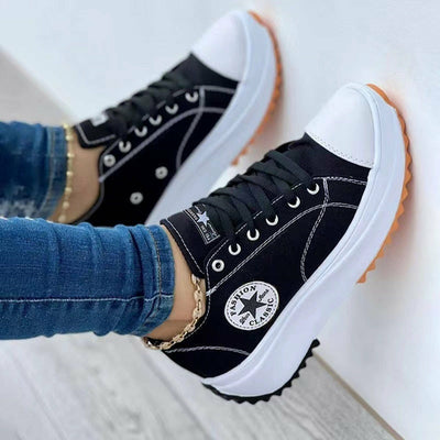 Flat Lace-Up Sneakers Pattern Canvas Casual Sport Shoes - RAGIMA Emporium