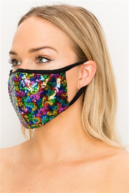 FASHION MASK 101-FL6-MULTI-SW315-sequin double layer contoured face - RAGIMA Emporium