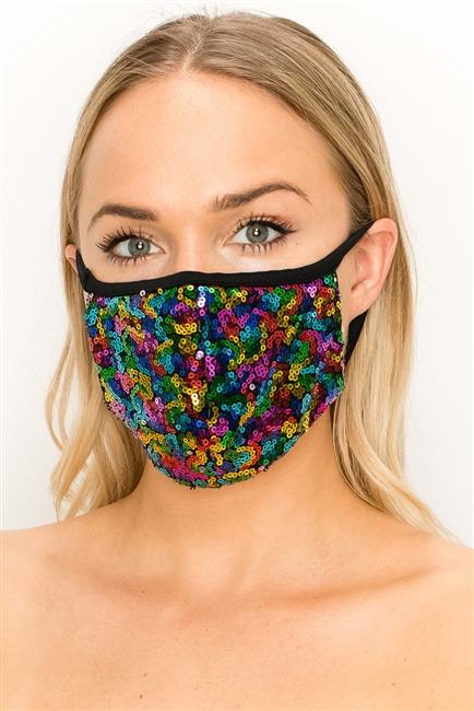 FASHION MASK 101-FL6-MULTI-SW315-sequin double layer contoured face - RAGIMA Emporium