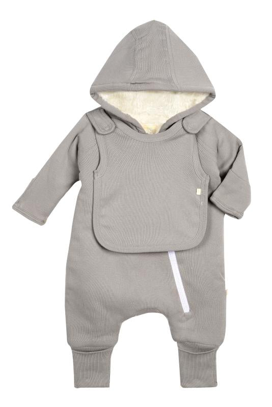 Smart Cuddly Jumpsuit + Bib - Gray - RAGIMA Emporium