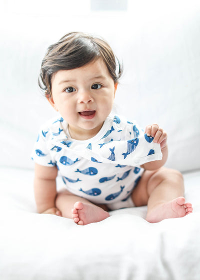 Smart Short Sleeve Bodysuit + Bib - Blue Whale - RAGIMA Emporium