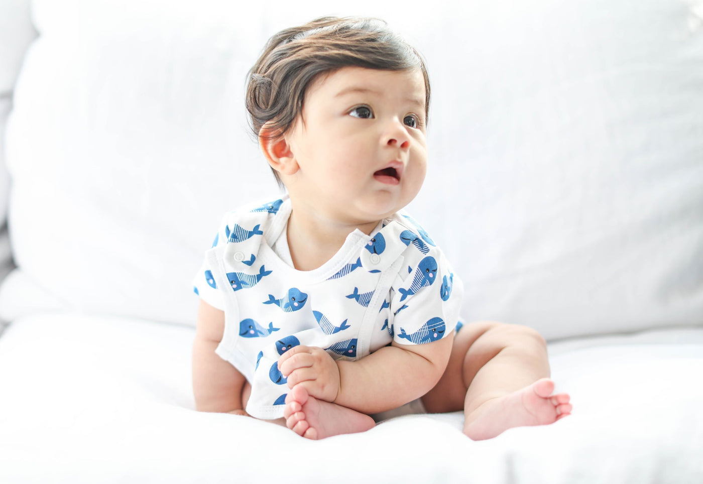 Smart Short Sleeve Bodysuit + Bib - Blue Whale - RAGIMA Emporium