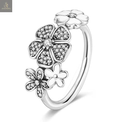 Silver Plated Women Luxury Stackable Ring Real Infinite Flower Daisy Fine Jewelry Rings For Engagement Weddling Party RAGIMA Emporium