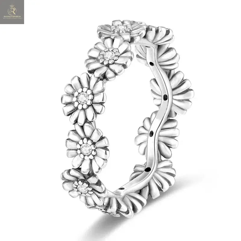 Silver Plated Women Luxury Stackable Ring Real Infinite Flower Daisy Fine Jewelry Rings For Engagement Weddling Party RAGIMA Emporium