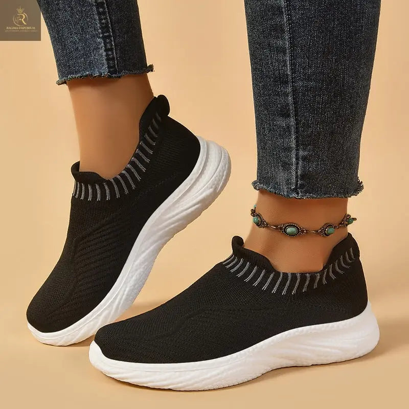 Striped Flat Sneakers Fashion Lightweight Breathable Socks Flats Shoes For Women Slip On Sports Shoes - RAGIMA Emporium