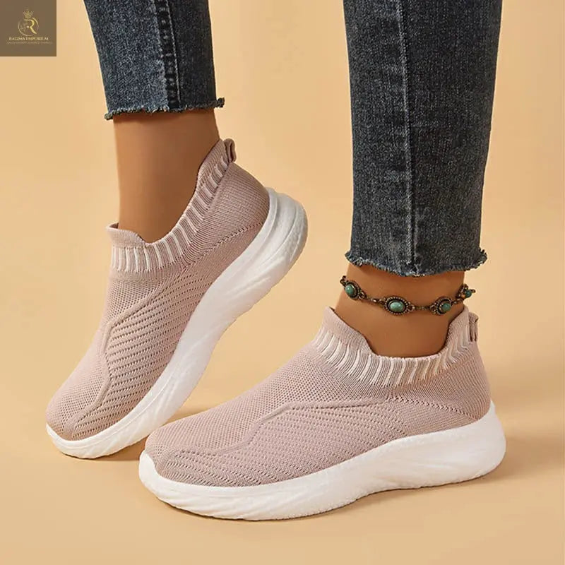 Striped Flat Sneakers Fashion Lightweight Breathable Socks Flats Shoes For Women Slip On Sports Shoes - RAGIMA Emporium