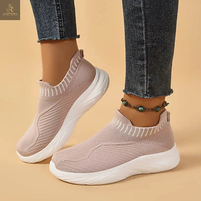 Striped Flat Sneakers Fashion Lightweight Breathable Socks Flats Shoes For Women Slip On Sports Shoes - RAGIMA Emporium