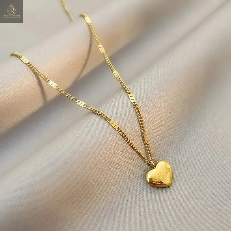 Trendy Simple Gold Color Heart Pendant Chokers Necklace for Women - RAGIMA Emporium