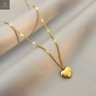 Trendy Simple Gold Color Heart Pendant Chokers Necklace for Women - RAGIMA Emporium