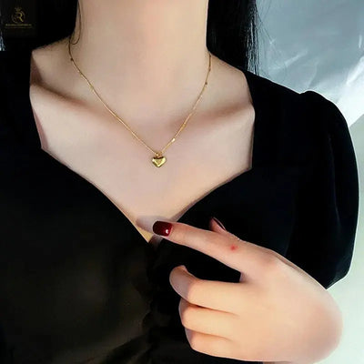 Trendy Simple Gold Color Heart Pendant Chokers Necklace for Women - RAGIMA Emporium