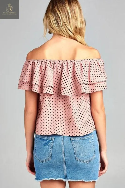 Women's Double Ruffle Off Shoulder Polka Dot Top - RAGIMA Emporium