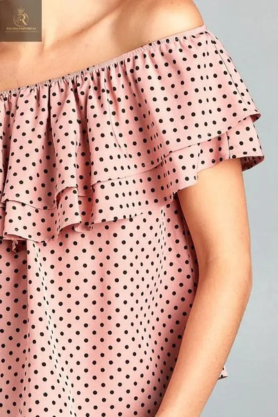 Women's Double Ruffle Off Shoulder Polka Dot Top - RAGIMA Emporium