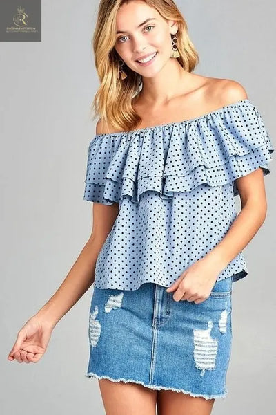 Women's Double Ruffle Off Shoulder Polka Dot Top - RAGIMA Emporium