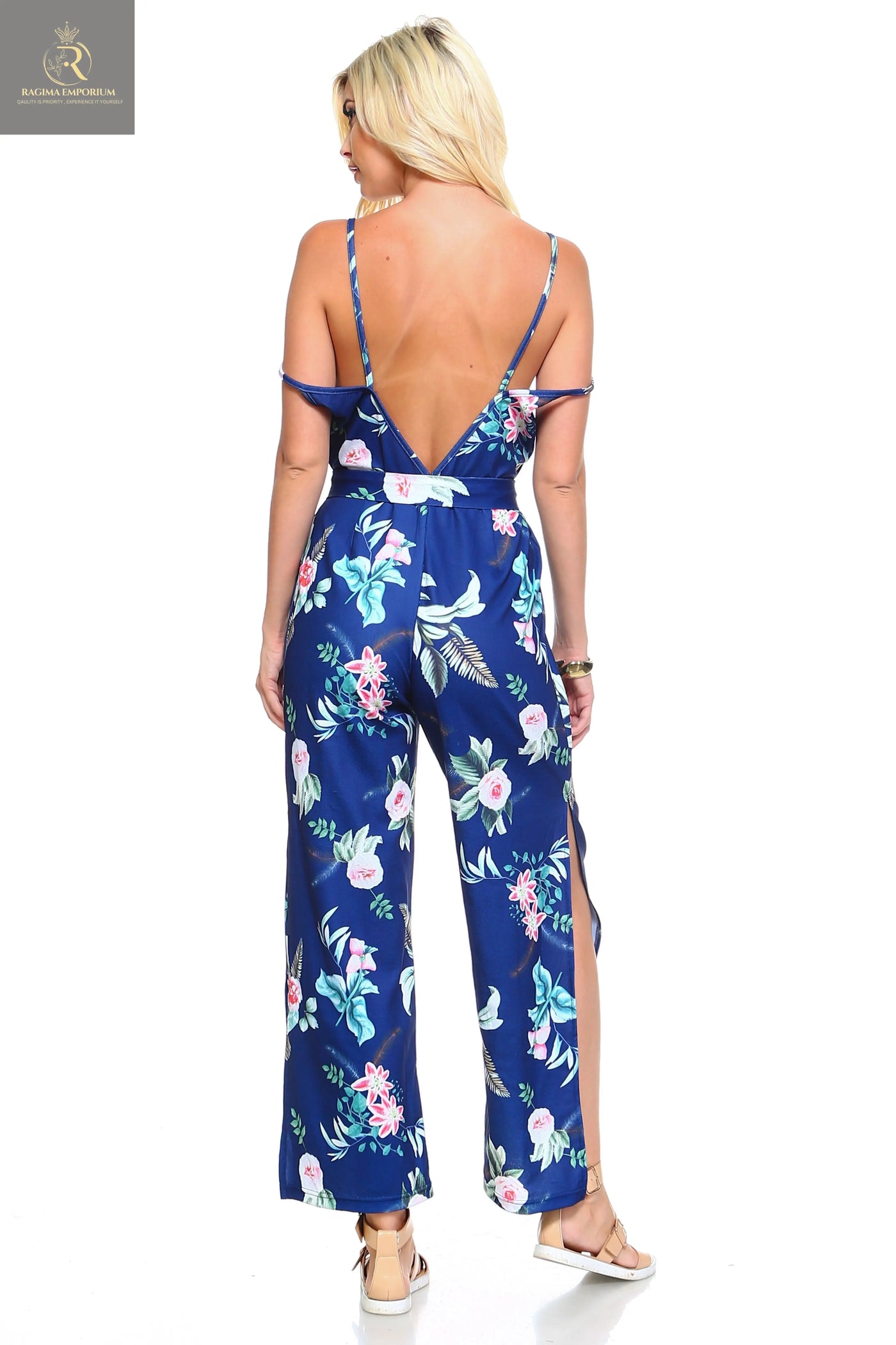 Women's Floral Tie Tank Jumpsuit - RAGIMA Emporium