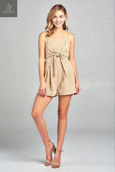 Women's Front Tie Tank Romper with Open back - RAGIMA Emporium