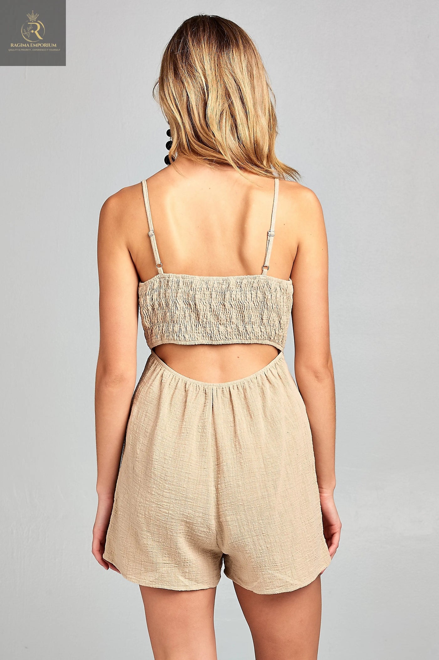 Women's Front Tie Tank Romper with Open back - RAGIMA Emporium